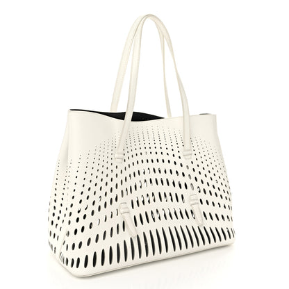 Alaia Calfskin Laser Cut Mina 32 Bag White 4 of 12