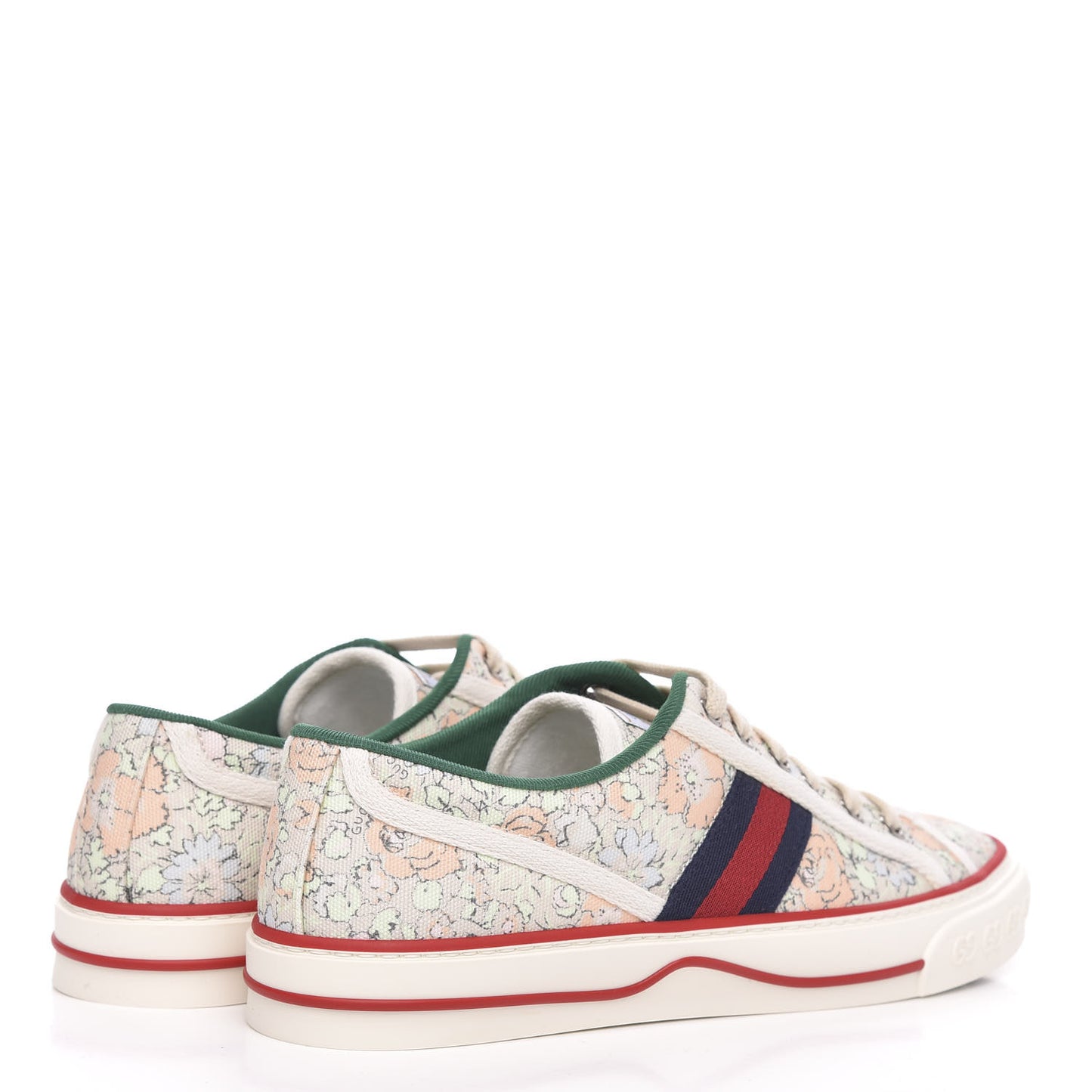 X LIBERTY OF LONDON Canvas Web Tracy Print Womens 1977 Tennis Sneakers 40 Mint Peach Mystic White