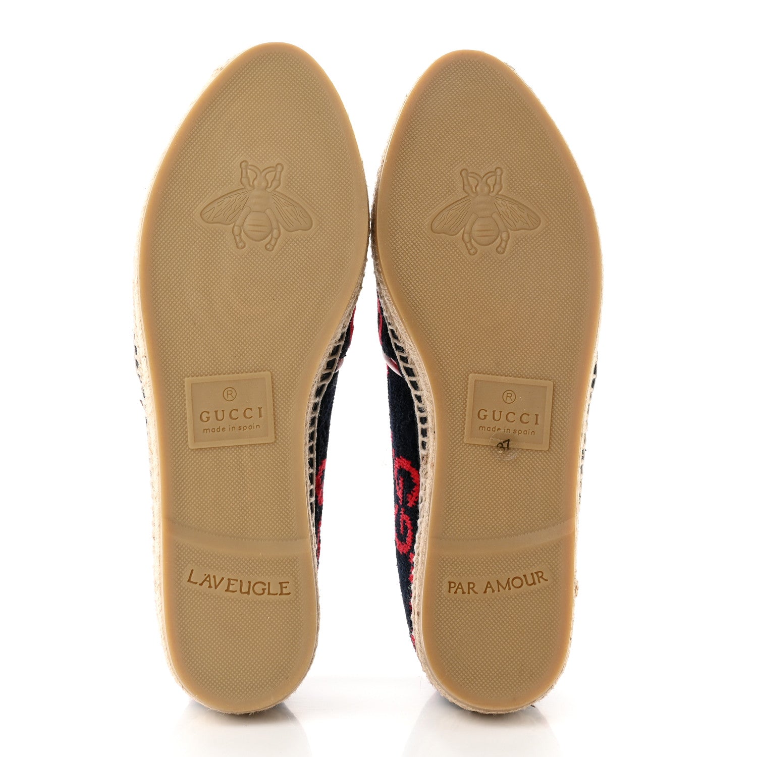 Gucci Terry Cloth GG Monogram Espadrilles 37 Blue Red 5 of 8