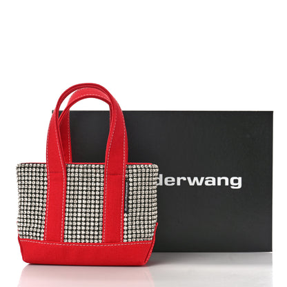 Alexander Wang Mesh Crystal Rhinestone Mini Cruiser Tote Red Silver 9 of 9