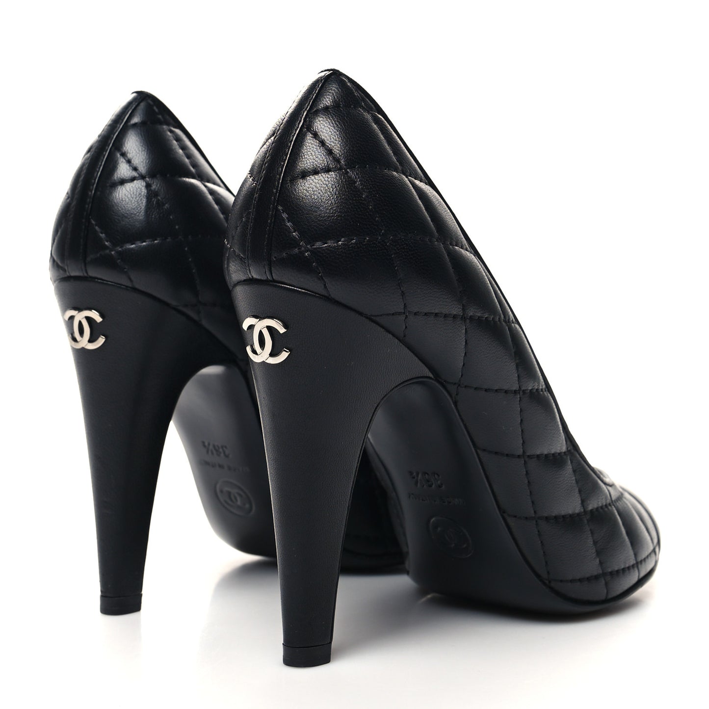 Lambskin Quilted Cap Toe Pumps 36.5 Black