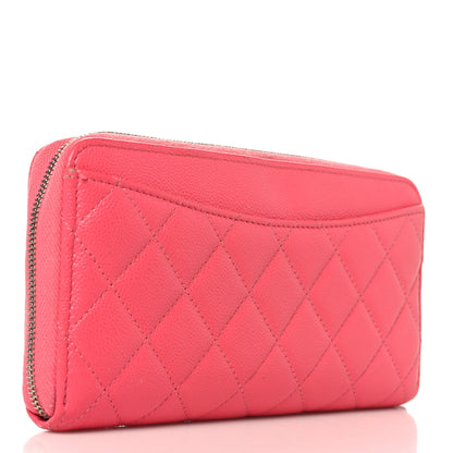 Chanel Caviar Quilted Large Gusset Zip Around Wallet Rose 3 of 9