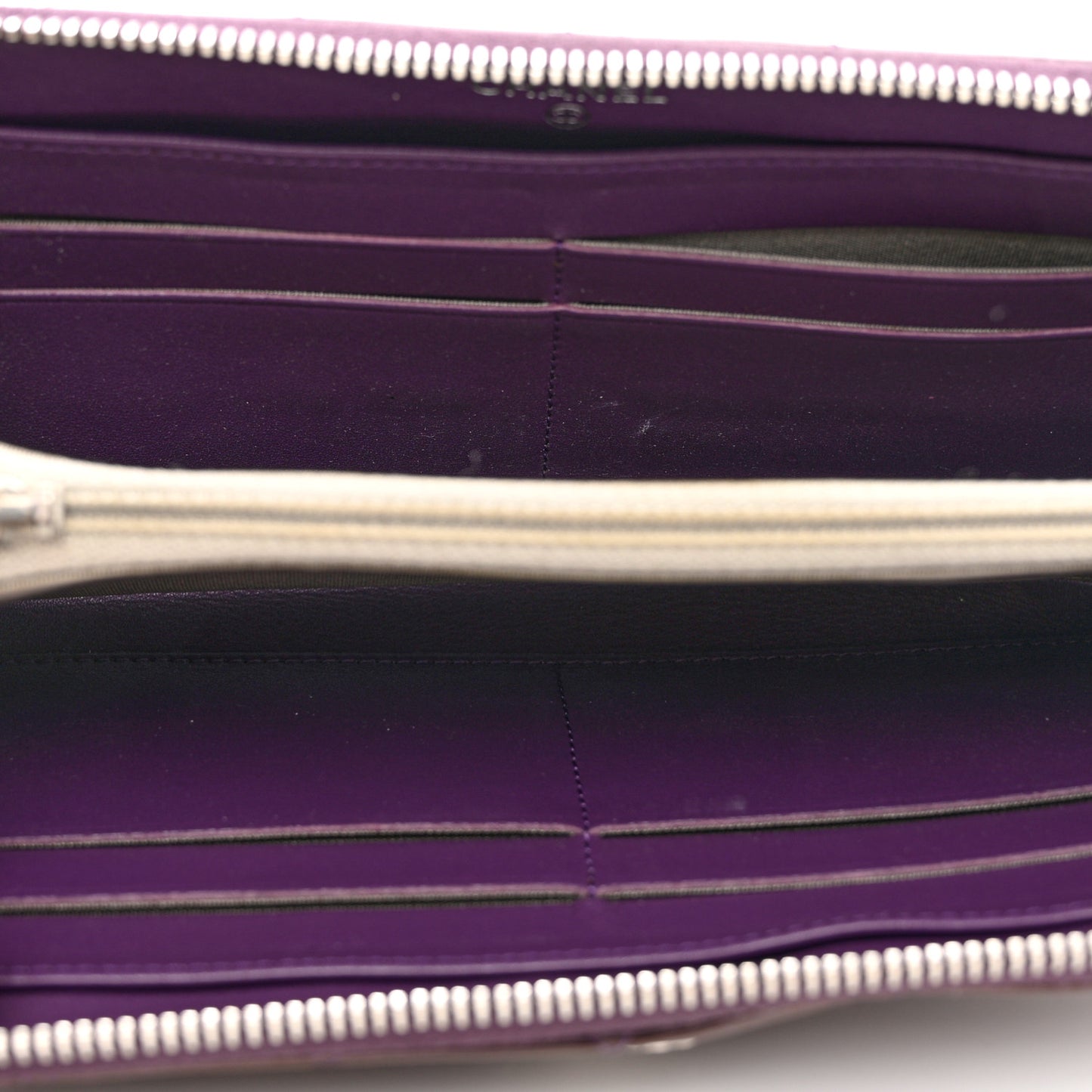 Patent Quilted Brilliant Zip Around Wallet Purple