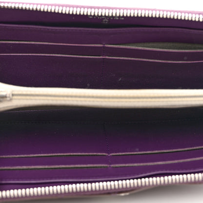 Chanel Patent Quilted Brilliant Zip Around Wallet Purple 5 of 9