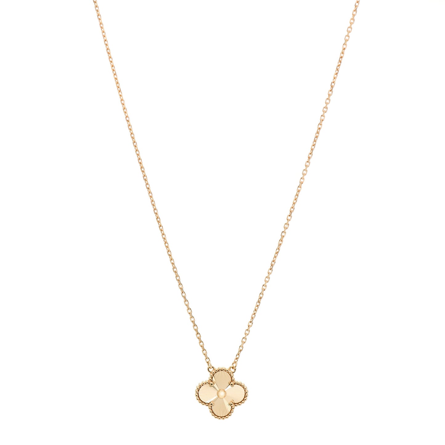 18K Yellow Gold Guilloche Vintage Alhambra Pendant Necklace