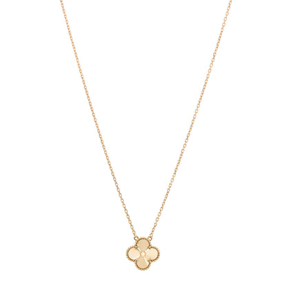 Van Cleef & Arpels 18K Yellow Gold Guilloche Vintage Alhambra Pendant Necklace 1 of 7