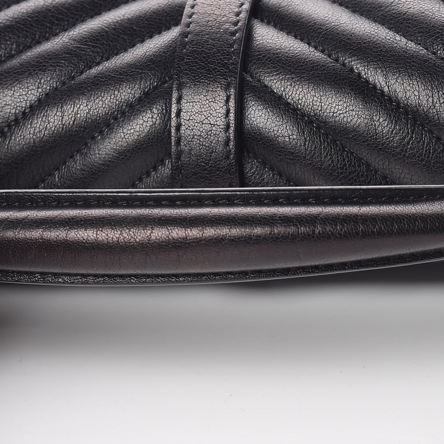 Sheepskin Matelasse Chevron Monogram Medium College Bag Black