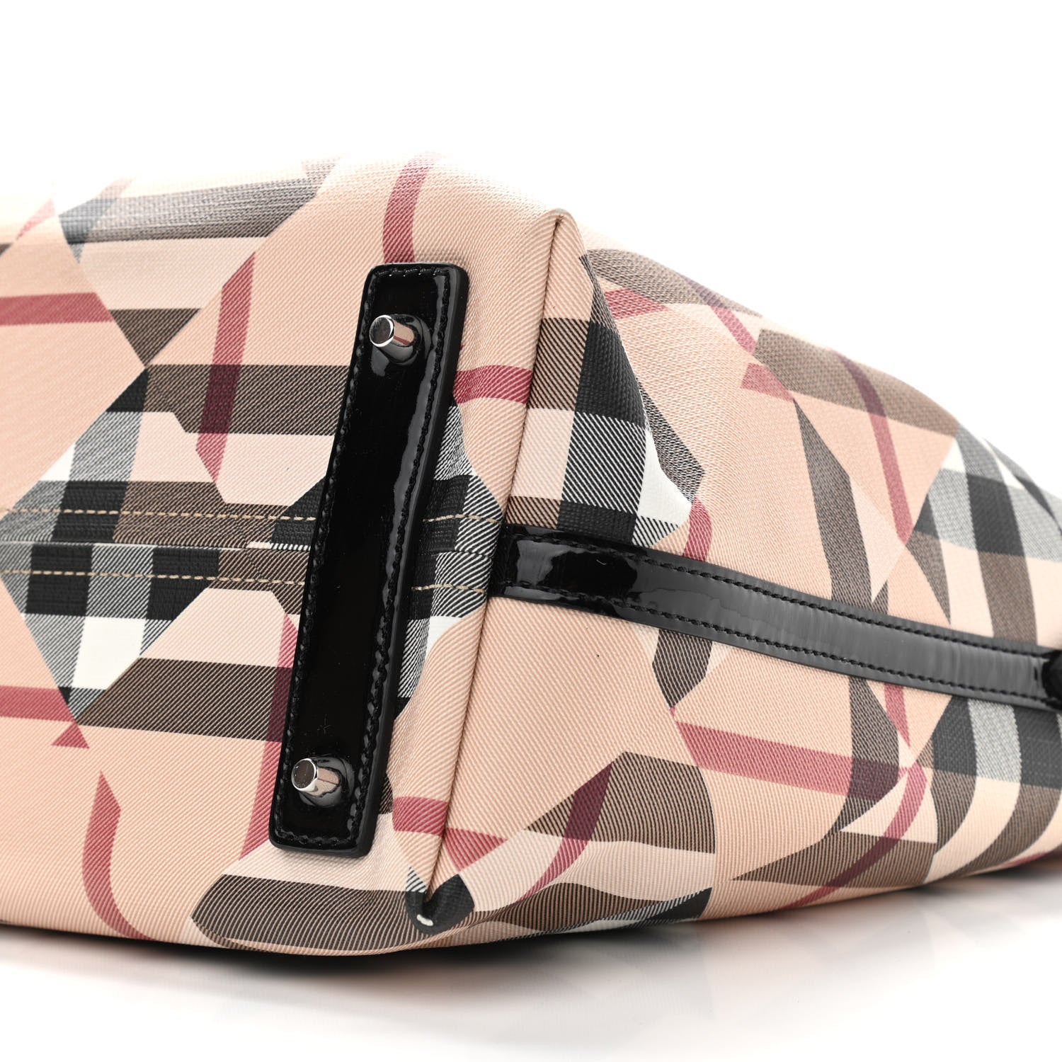 Burberry Patent Trim Patchwork Check Large Bucket Bag 13 of 15