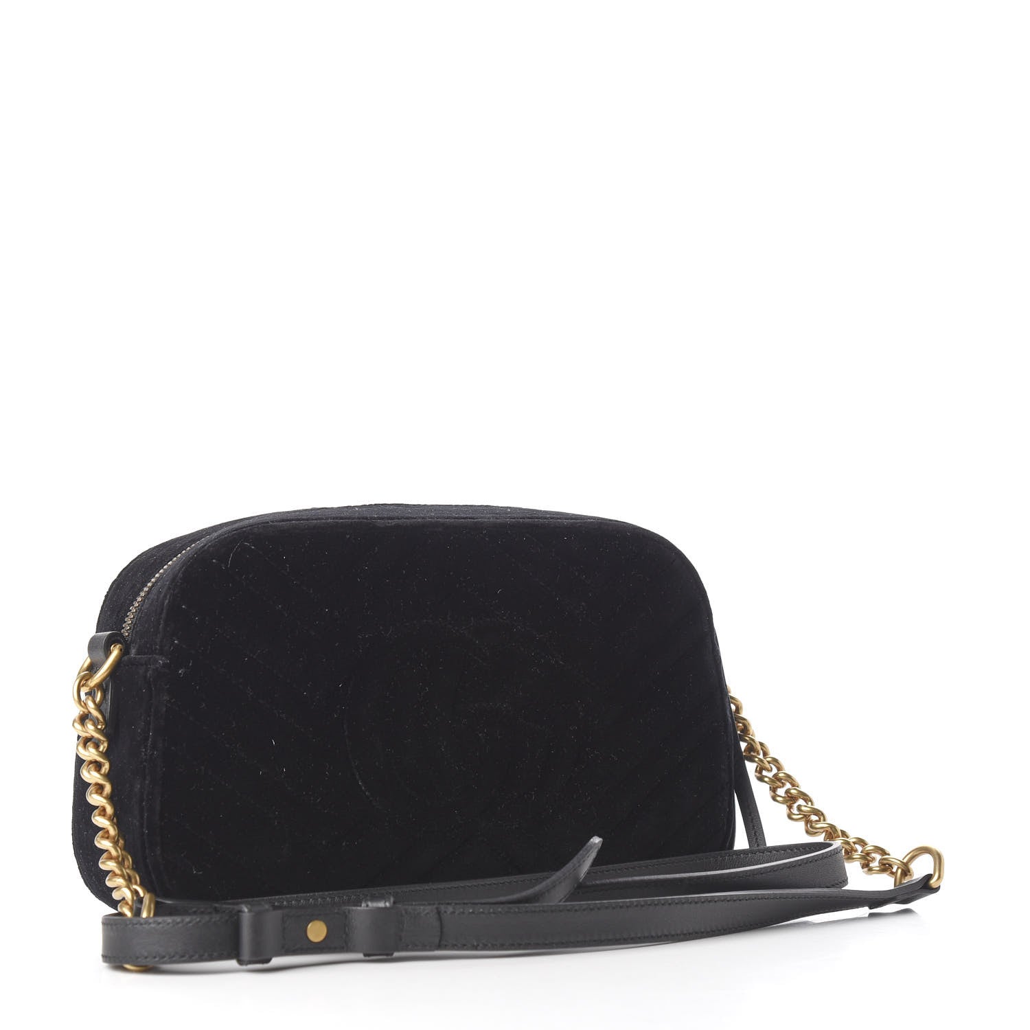 Gucci Velvet Matelasse Small GG Marmont Chain Shoulder Bag Black 2 of 10