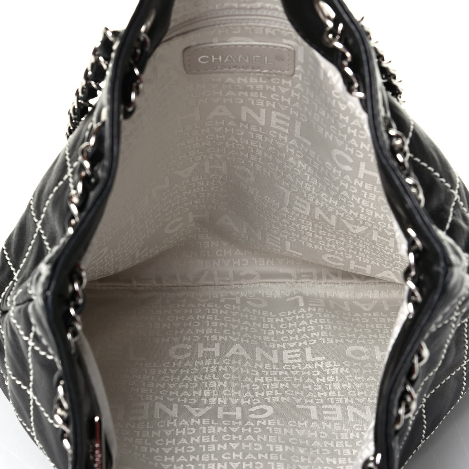 Chanel Lambskin Contrast Stitch Shoulder Bag Black 4 of 7