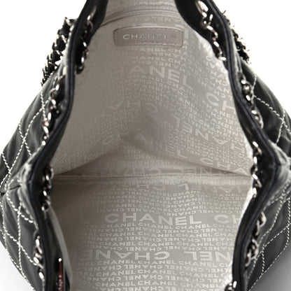 Chanel Lambskin Contrast Stitch Shoulder Bag Black 4 of 7