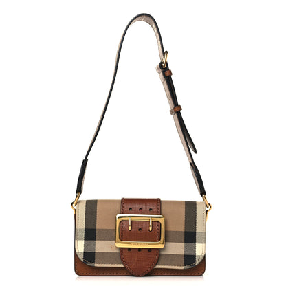 Burberry House Check Bridle Calfskin Small Madison Buckle Bag Tan 1 of 11
