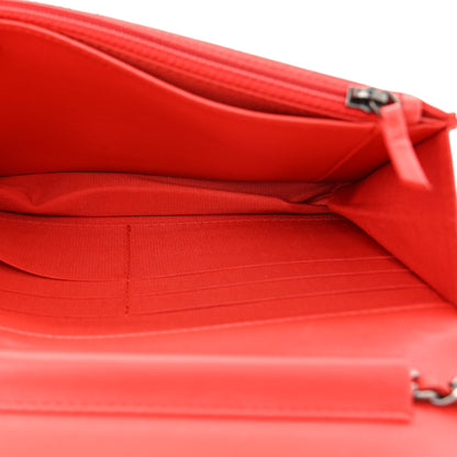 Chanel Lambskin Quilted Boy Wallet On Chain WOC Red 5 of 12