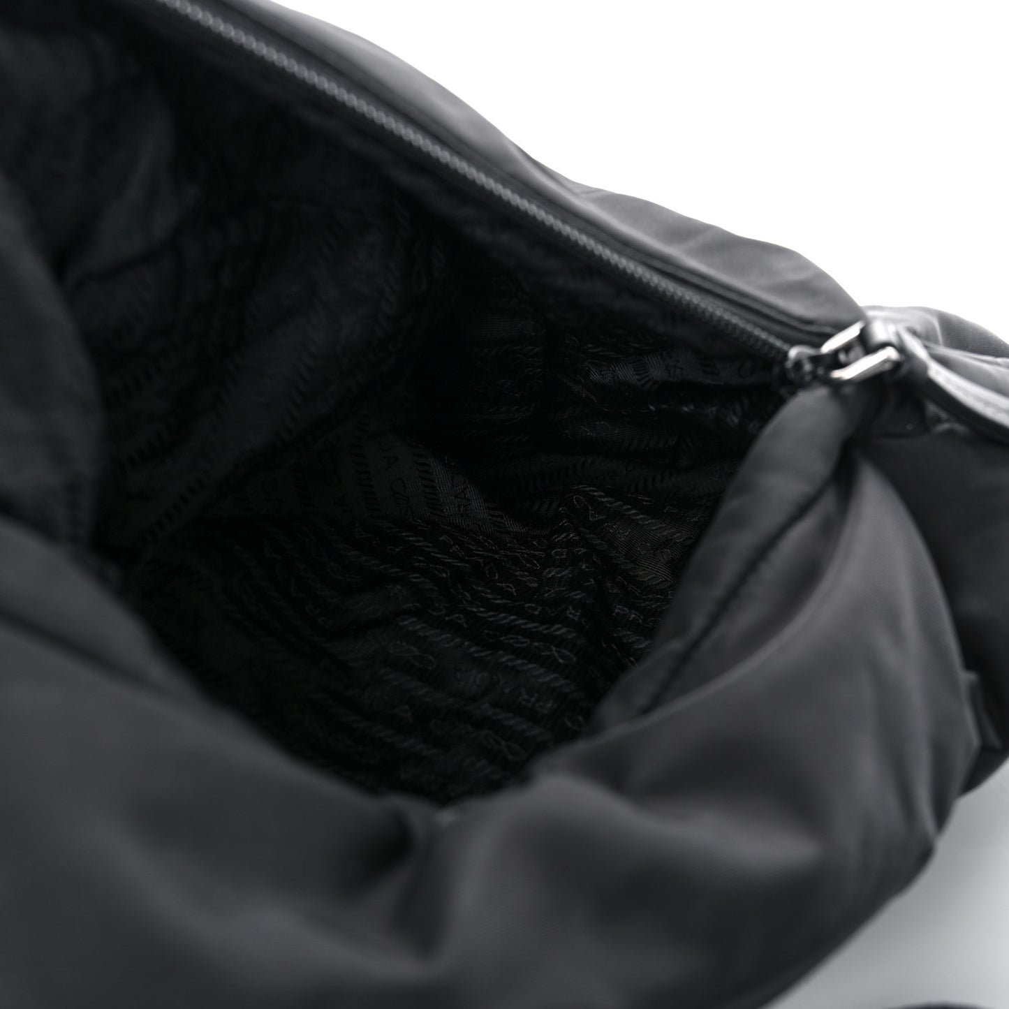 Re-Nylon Vitello Metal Triangle Logo Sling Backpack Black