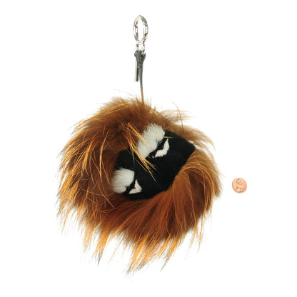 Fendi Fox Mink Rabbit Fur Vitello Flamingo Kooky Monster Bag Bug Charm Zucca Multicolor Black 2 of 4