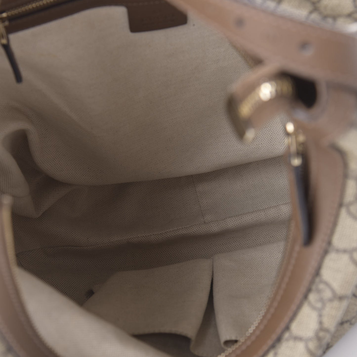 GG Supreme Monogram Margaux Calfskin Medium Nice Hobo Beige Ebony Acero