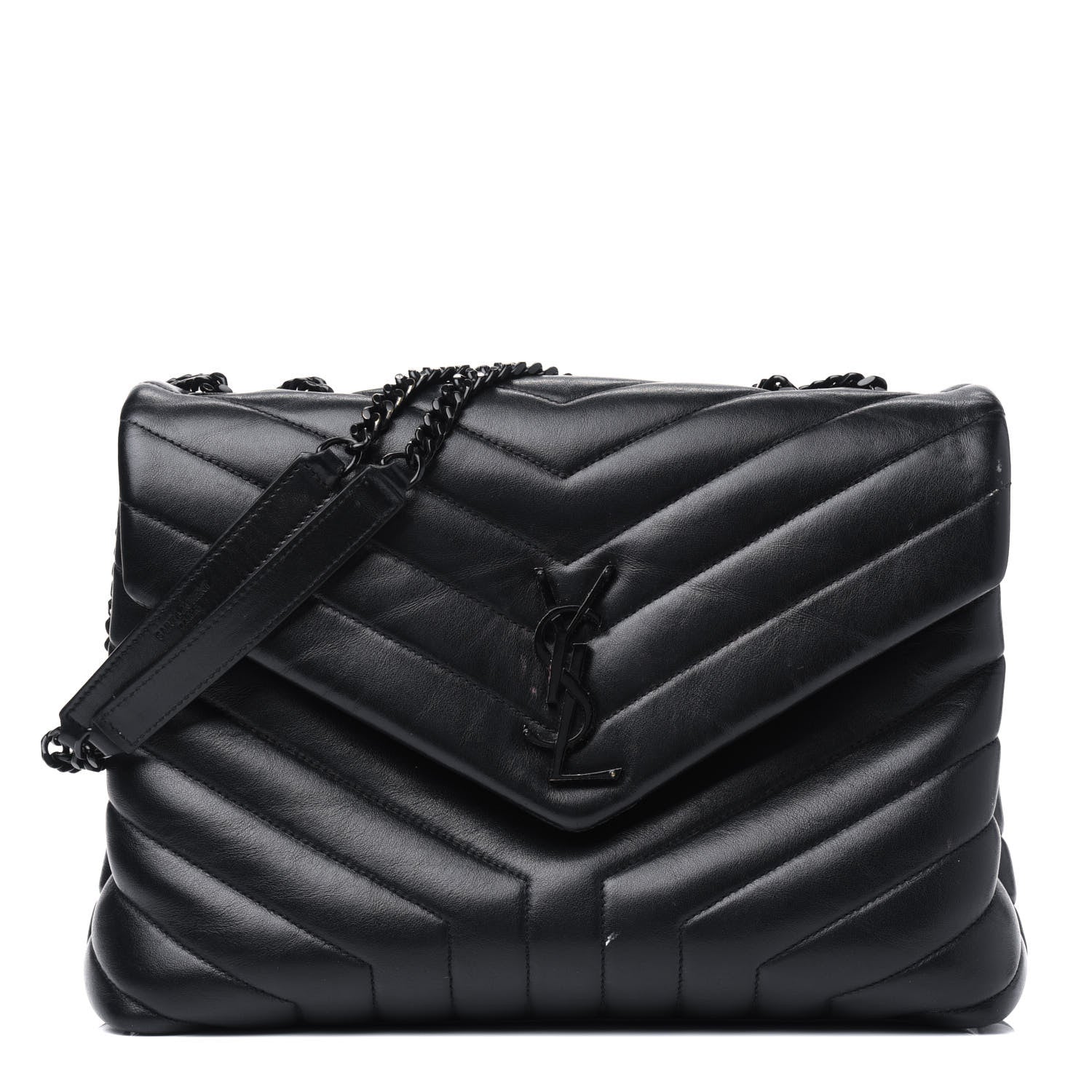 Saint Laurent Calfskin Y Quilted Monogram Medium Loulou Chain Satchel Black 1 of 7