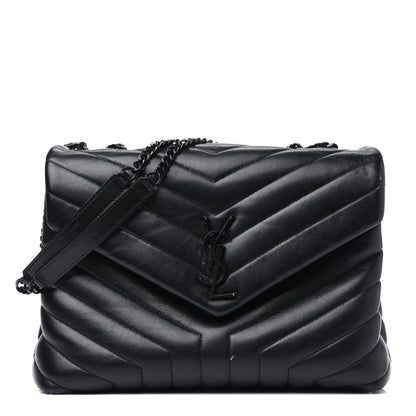 Saint Laurent Calfskin Y Quilted Monogram Medium Loulou Chain Satchel Black 1 of 7