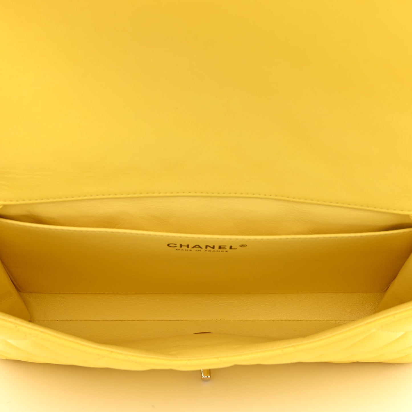 Lambskin Quilted Clutch with Chain Flap Yellow