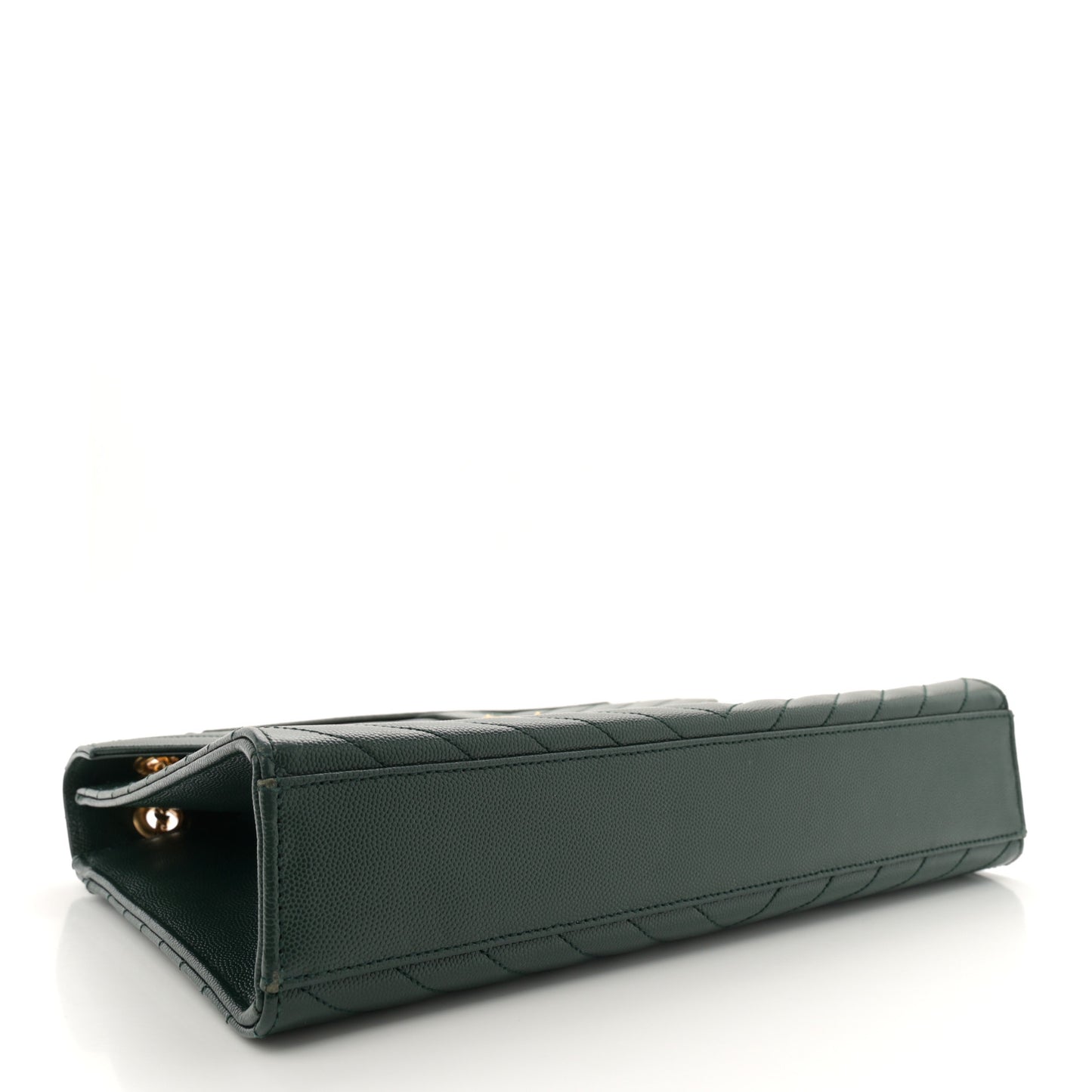 Grain De Poudre Matelasse Chevron Large Monogram Satchel Dark Green
