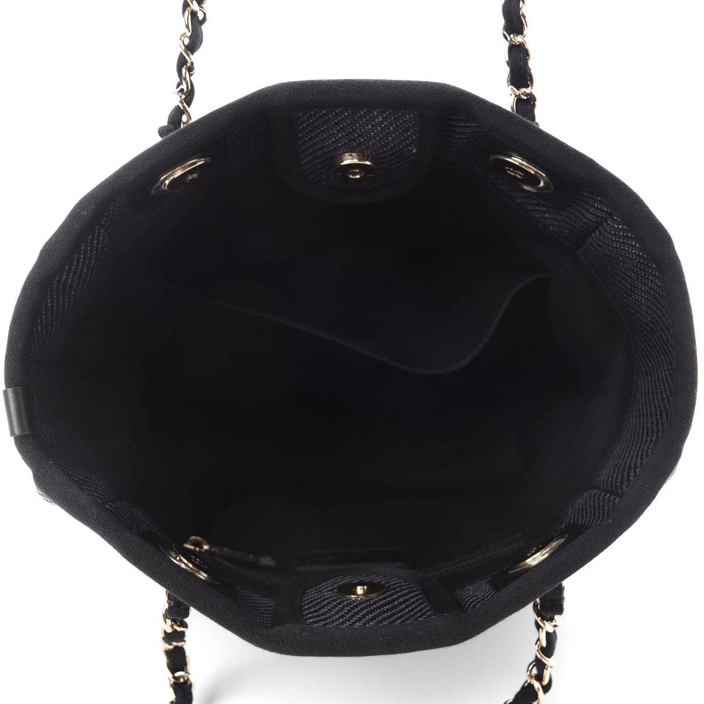 Mixed Fibers Calfskin Mini Deauville Tote Black