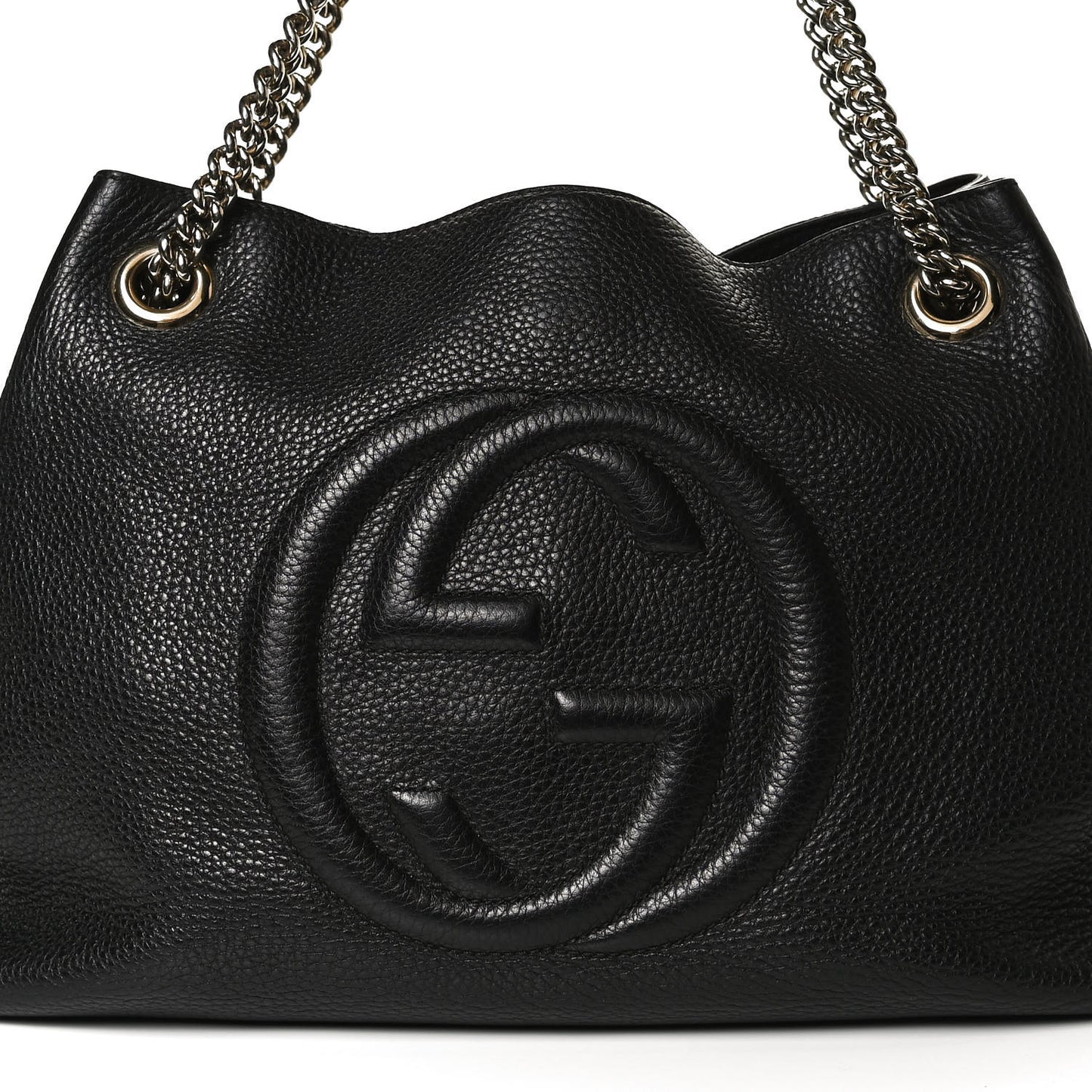 Pebbled Calfskin Medium Soho Chain Shoulder Bag Black