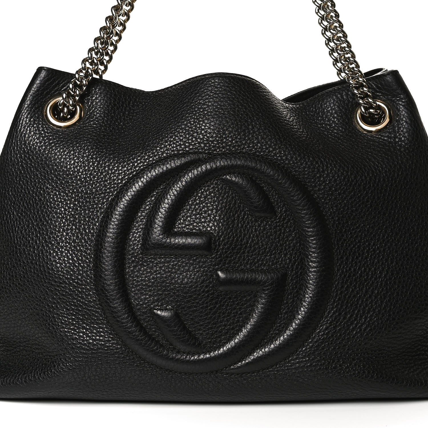 Gucci Pebbled Calfskin Medium Soho Chain Shoulder Bag Black 9 of 11
