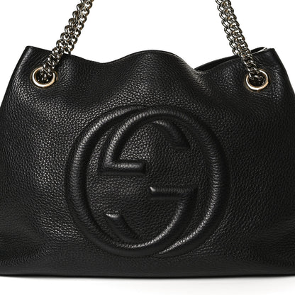 Gucci Pebbled Calfskin Medium Soho Chain Shoulder Bag Black 9 of 11