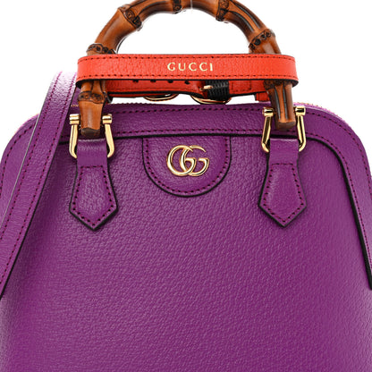 Gucci Textured Dollar Calfskin Mini Diana Dome Tote Bag Spicy Cyclamin Deep Orange 7 of 9