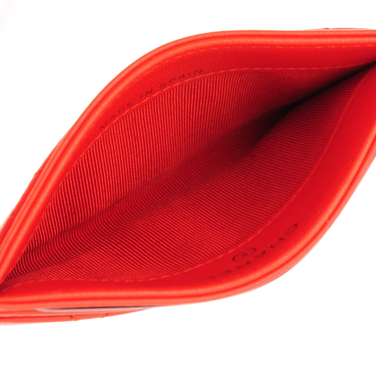 Lambskin Quilted Card Holder Red