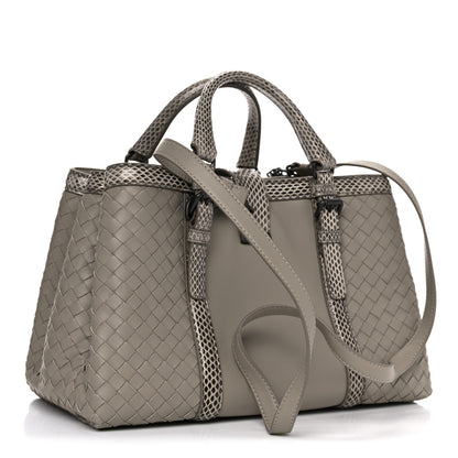 Bottega Veneta Nappa Intrecciato Snakeskin Small Flow Wave Tote Mink 3 of 18