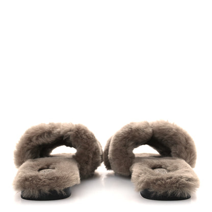 Hermes Woolskin Oran Sandals 37 Etoupe 6 of 10