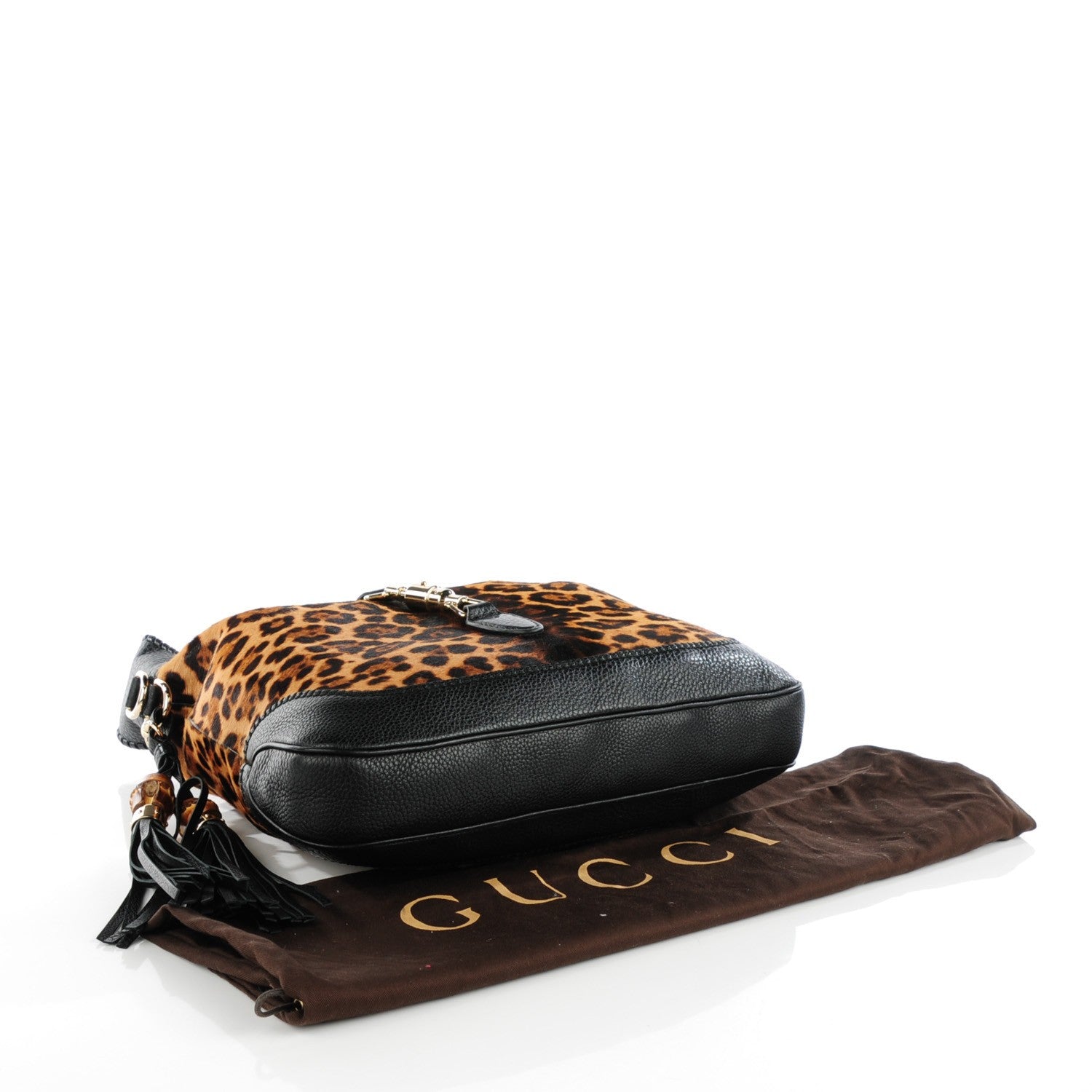 Gucci Calf Hair Jaguar Print Medium New Jackie Hobo Black 4 of 7