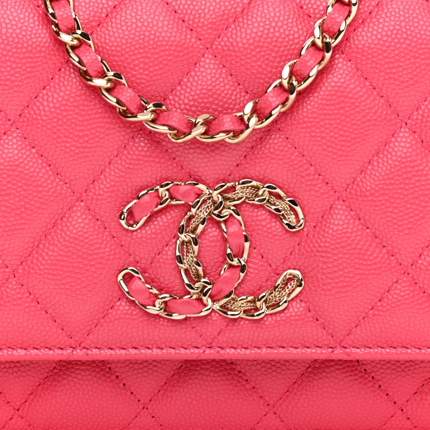 Caviar Quilted French New Wave Chain CC Wallet On Chain WOC Pink