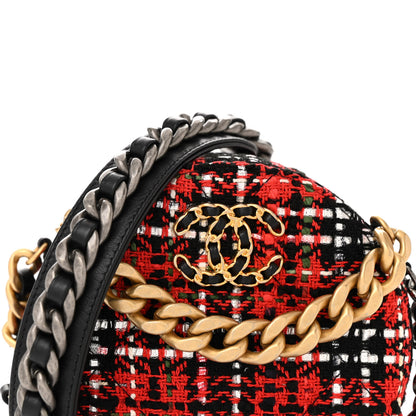 Chanel Tweed Quilted Chanel 19 Round Clutch With Chain  Red Black White Green 8 of 11