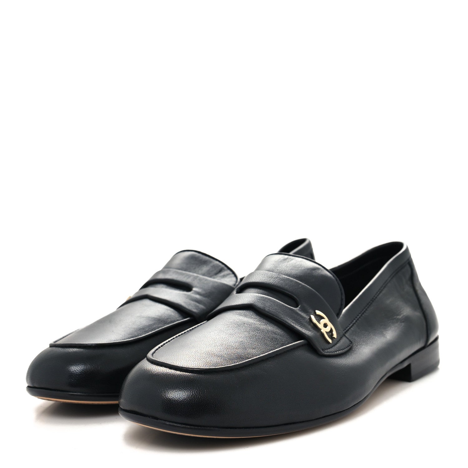 Chanel Lambskin CC Mocassin Loafers 39.5 Black 3 of 8