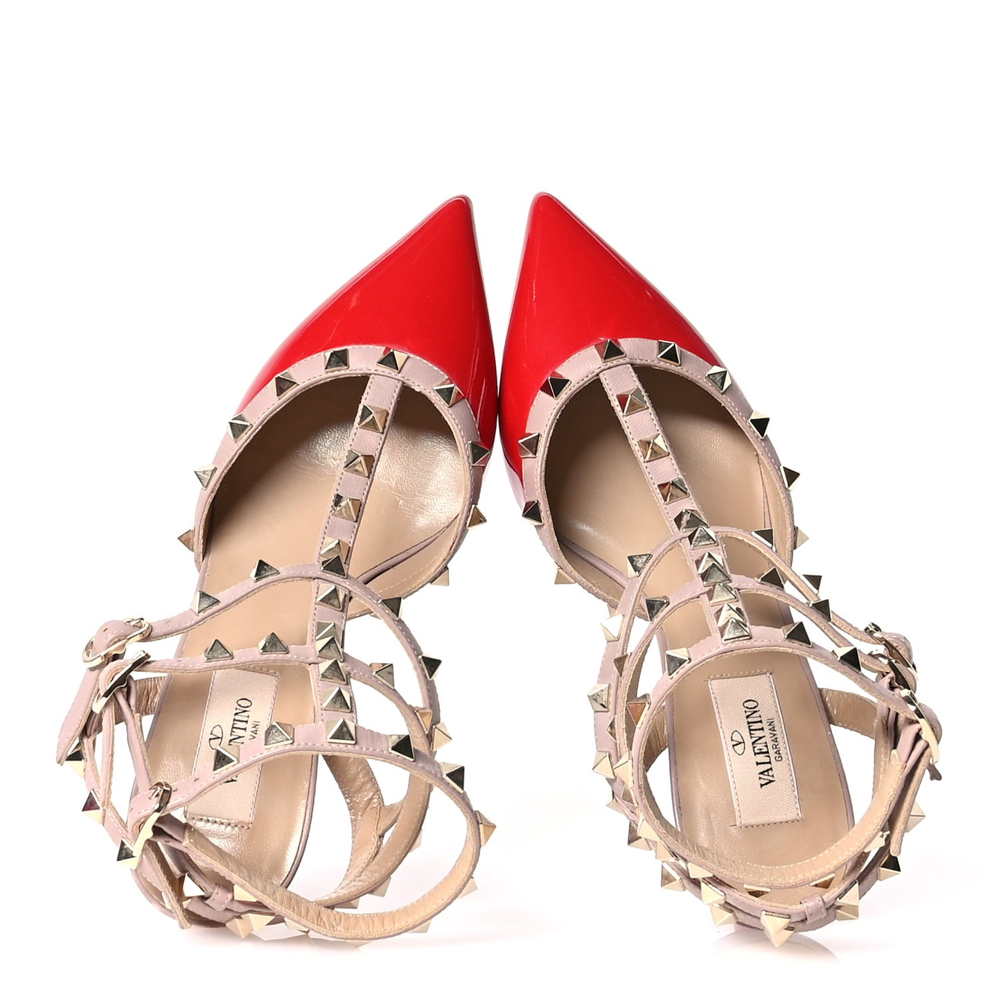 Patent Nappa Rockstud Ankle Strap 65mm Pumps 38 Rosso Valentino Poudre