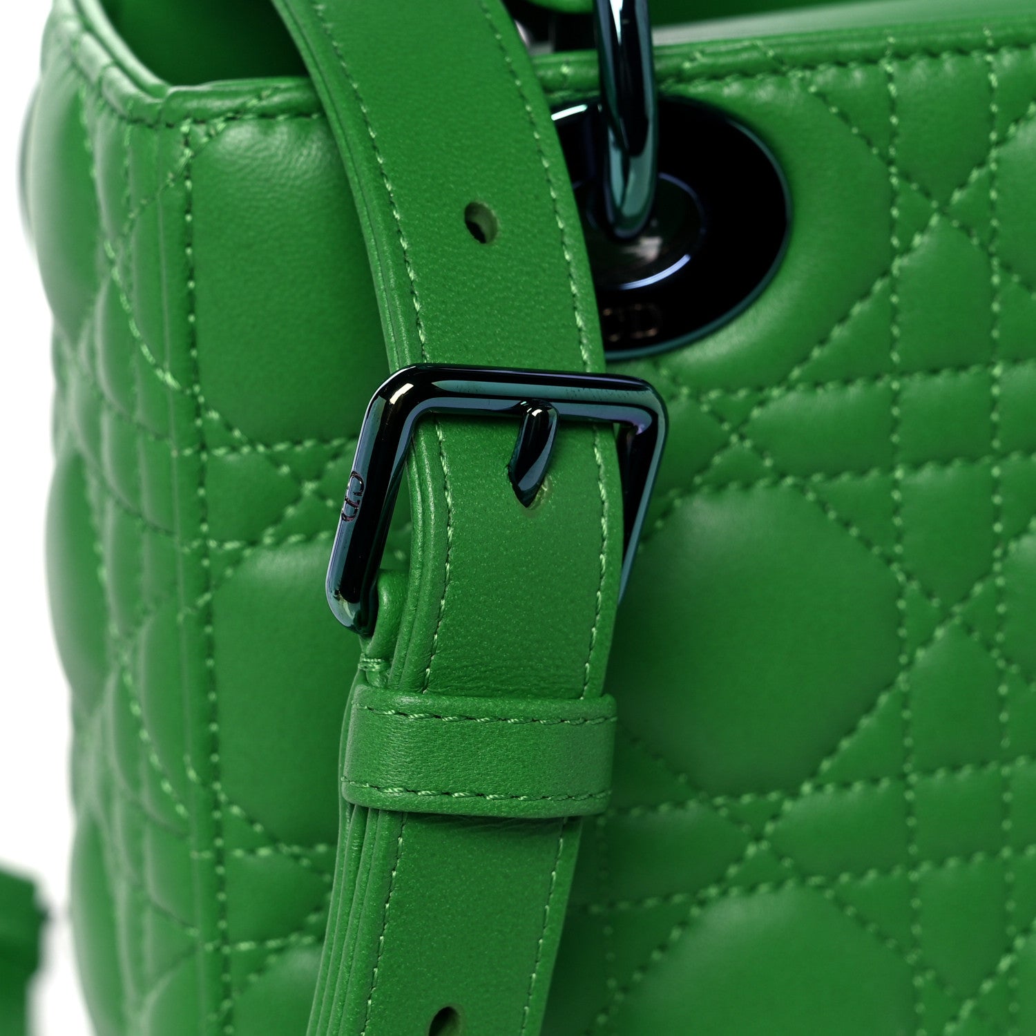 Christian Dior Lambskin Cannage Small Lady Dior Bright Green 9 of 12