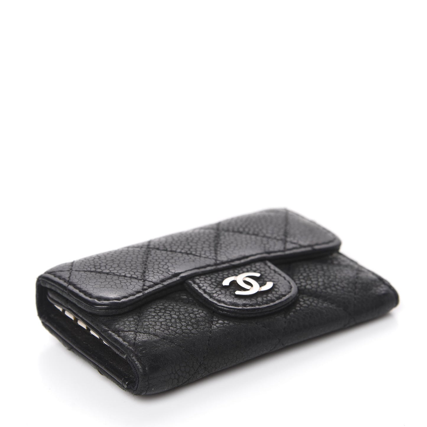 Caviar Quilted 6 Key Holder Black