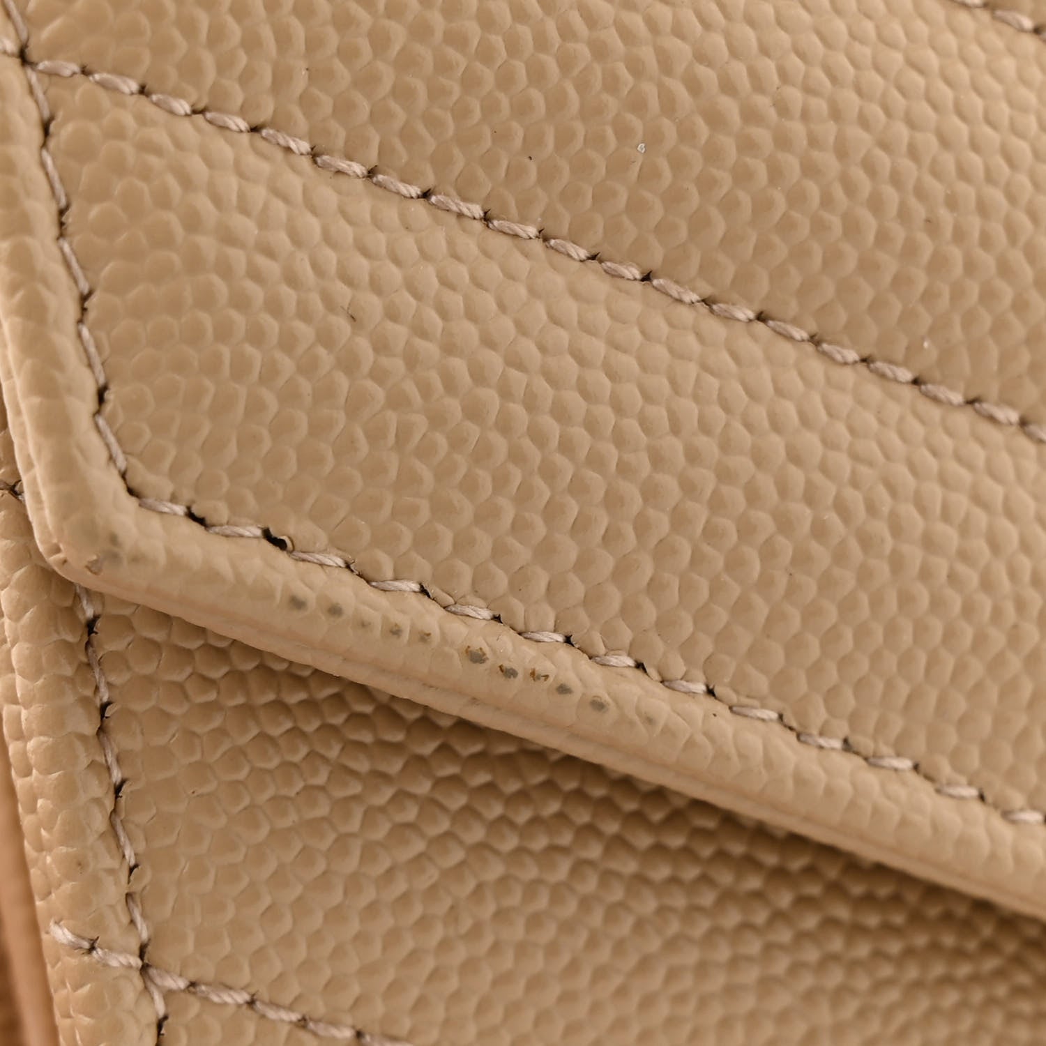Saint Laurent Grain De Poudre Matelasse Chevron Monogram Chain Wallet Nude Powder 12 of 14