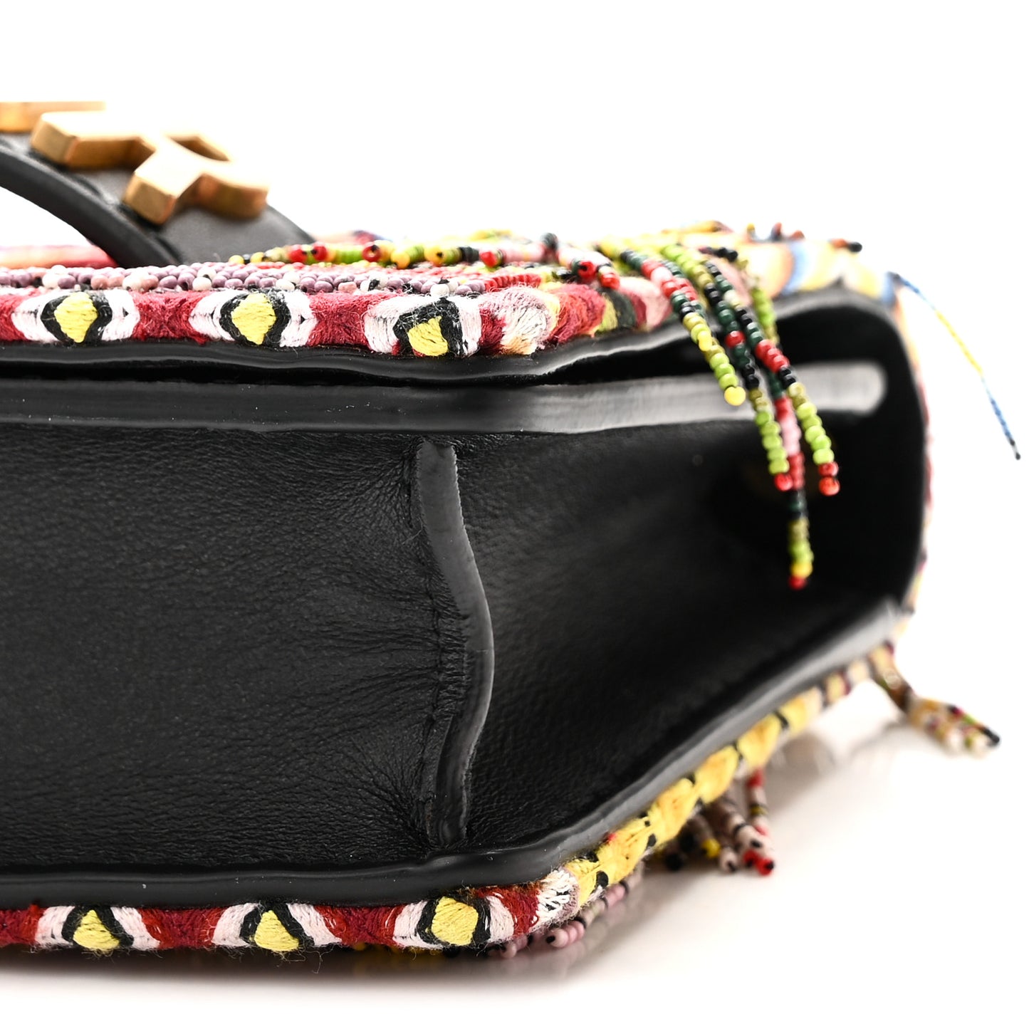 Lambskin Beaded Mini J'Adior Chain Flap Bag Multicolor