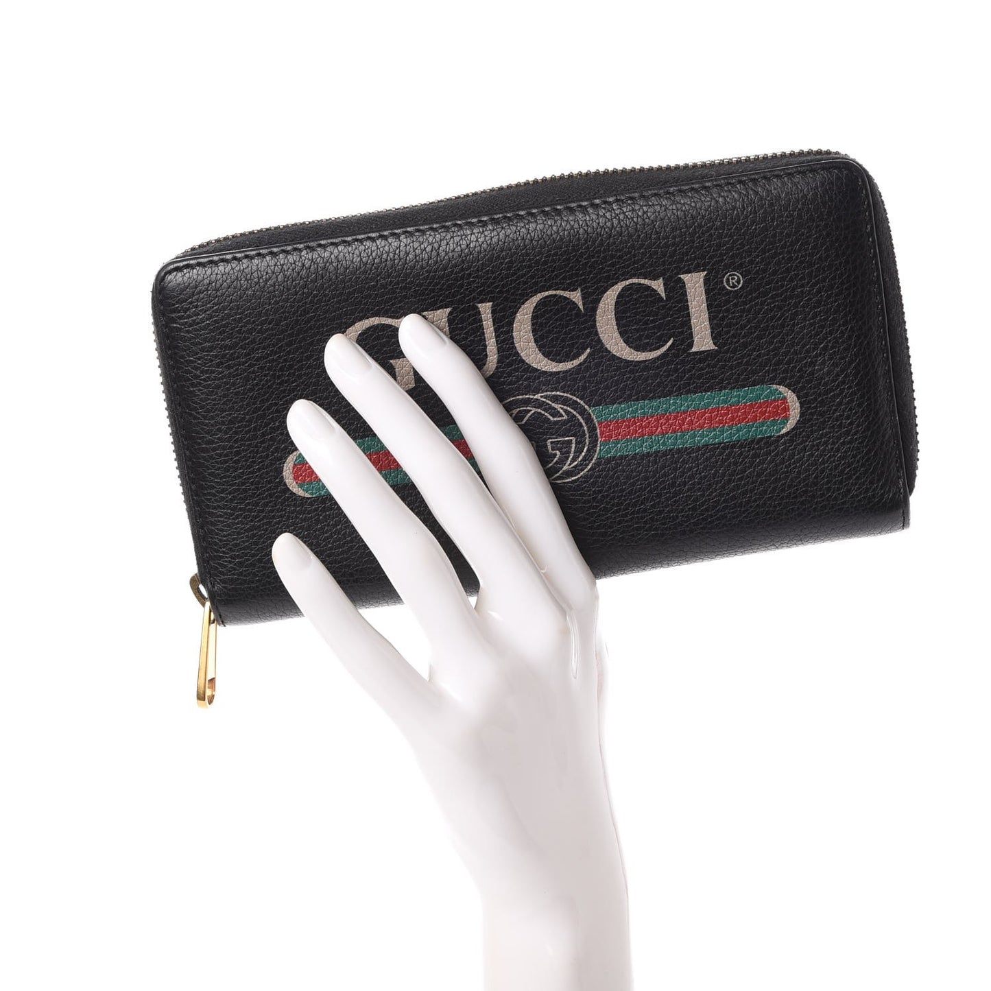 Calfskin Logo Zip Around Wallet Black