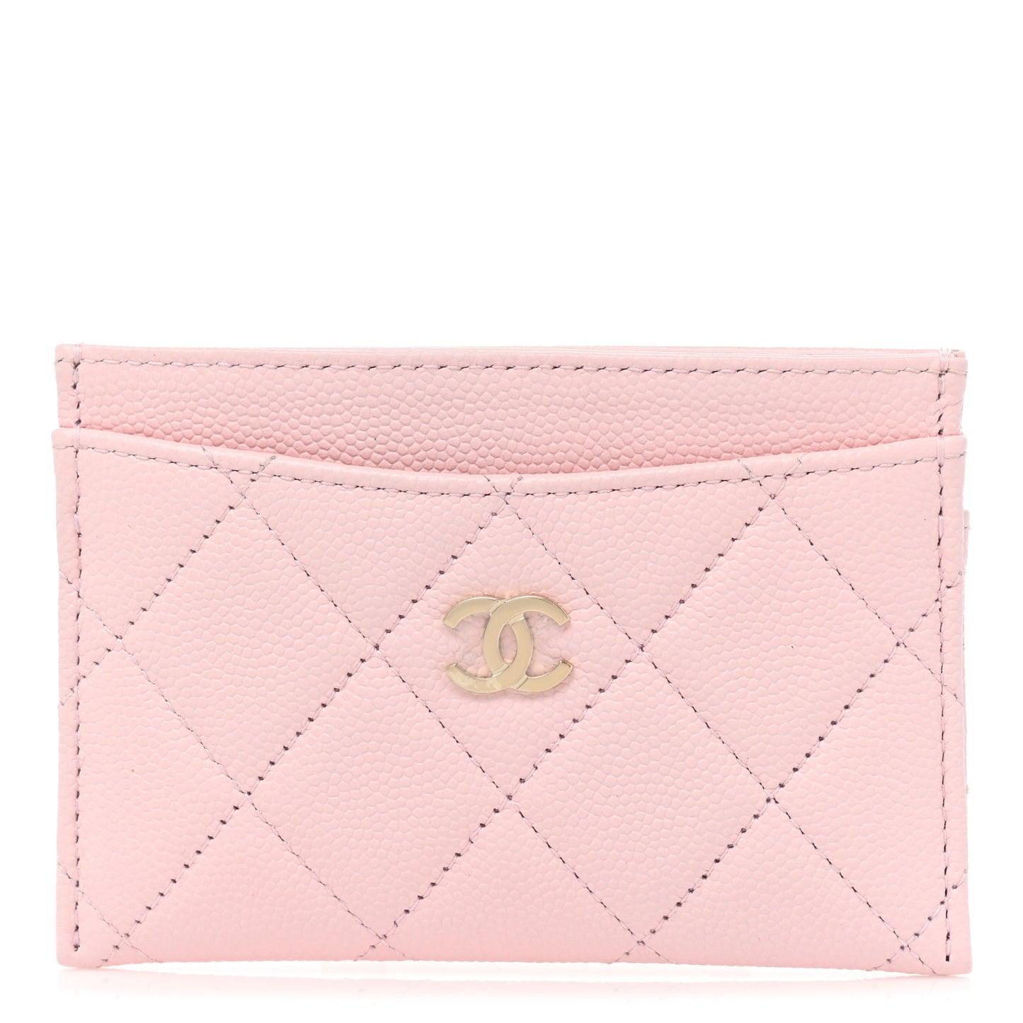 Caviar Quilted Card Holder Light Pink