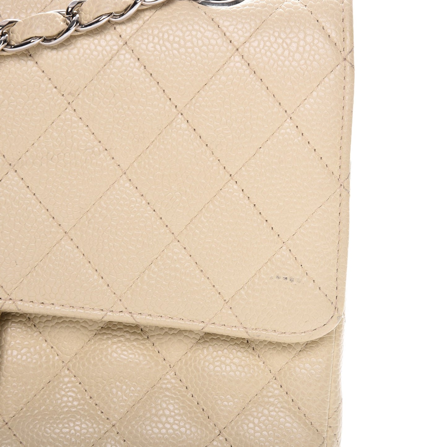 Caviar Quilted Medium Double Flap Beige Clair