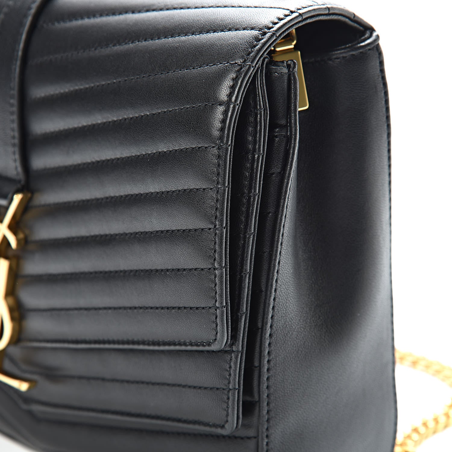 Saint Laurent Lambskin Matelasse Chevron Monogram Medium Sulpice Bag Black 13 of 18