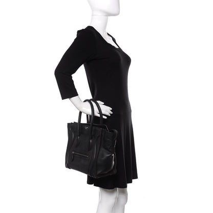 Celine Drummed Calfskin Micro Luggage Black 2 of 17