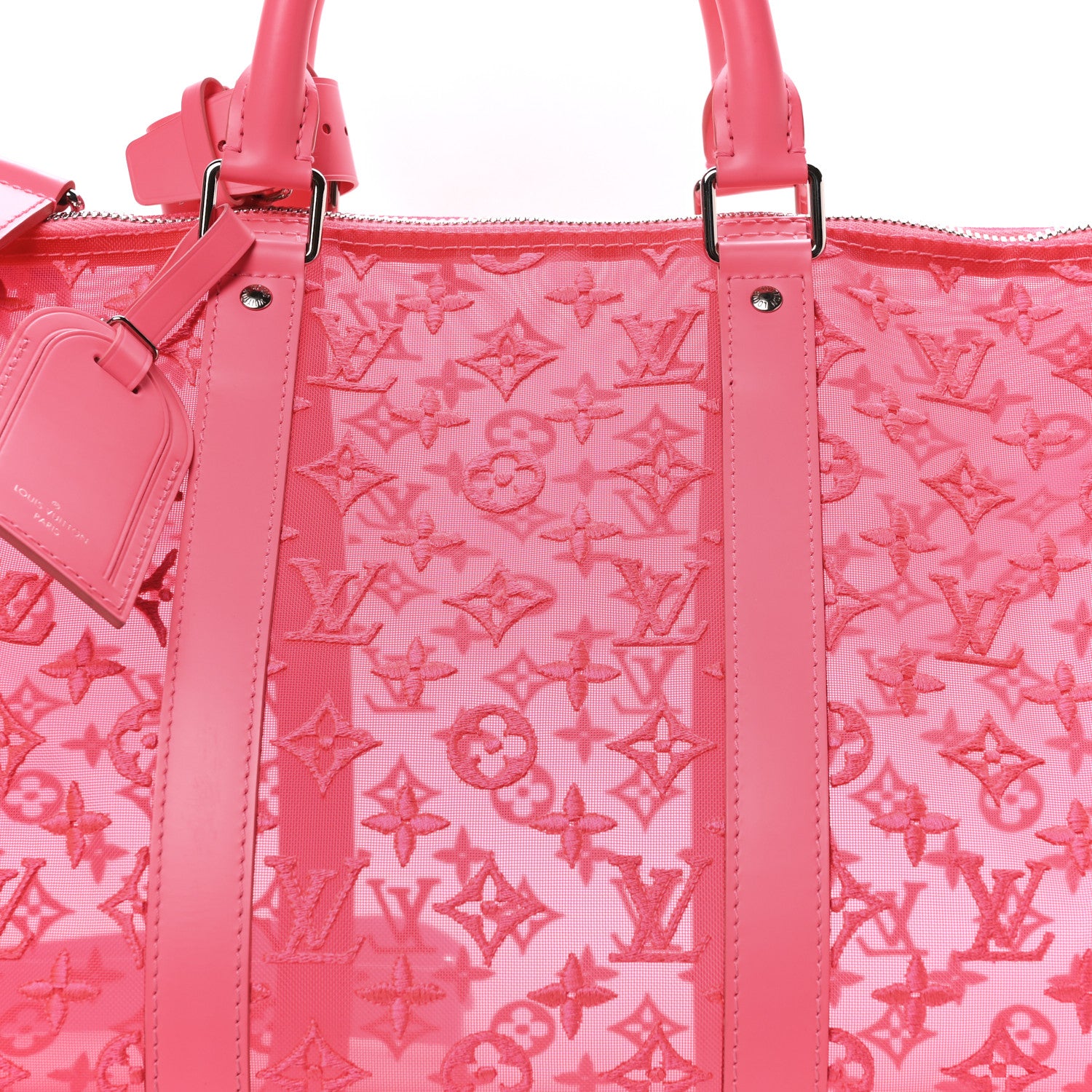 Louis Vuitton Monogram Fluo See Through Keepall Bandouliere 50 Rose 7 of 9