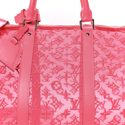 Louis Vuitton Monogram Fluo See Through Keepall Bandouliere 50 Rose 7 of 9