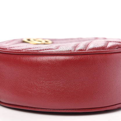 Gucci Glazed Calfskin Matelasse Heart Mini GG Marmont Round Shoulder Bag Romantic Cerise 9 of 10