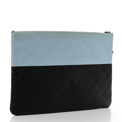 Chanel Lambskin Large Airline Zipper Cosmetic Case Blue Black Red 3 of 9